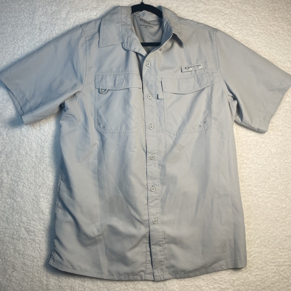 Realtree Fishing Button Up Short Sleeve Utility Vented Fishing Shirt Men's M